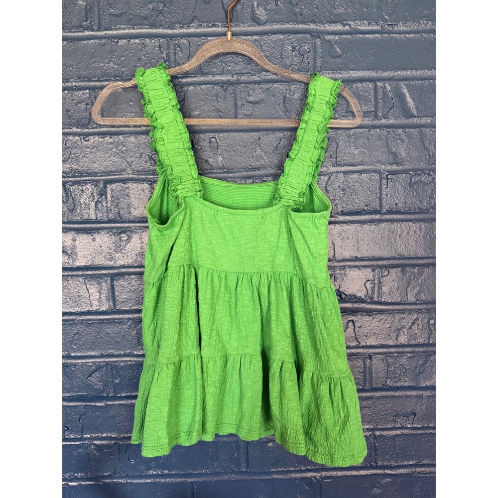Altar'd State Women Green Ruffle Strap Tiered Babydoll Tank Top Size M - Picture 2 of 4